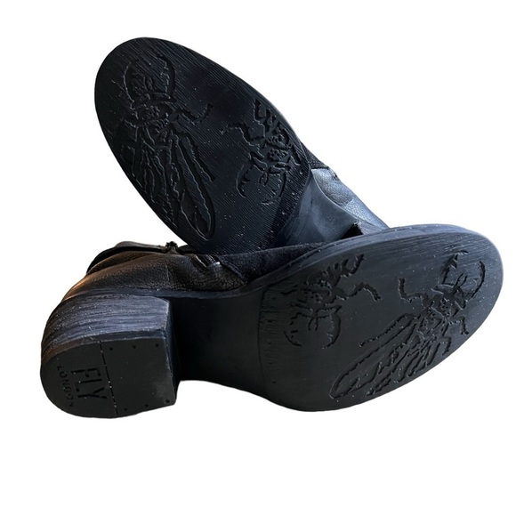 Fly London black and metallic finish leather ankle boots with  straps . - Picture 3 of 5